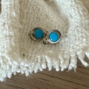 Vintage sterling silver & turquoise Clip-On Earrings